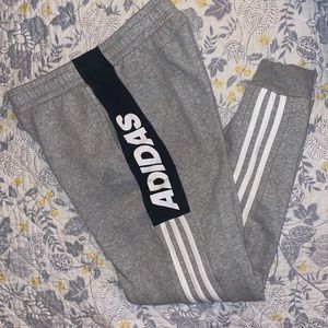 Adidas Boy’s XL Jogger Fleece Sweatpants Gray Striped